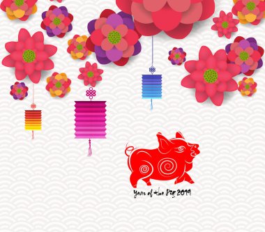 Oryantal mutlu çene yeni yıl çiçek açan çiçek tasarım 2019