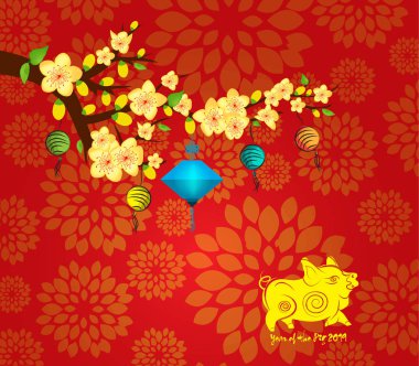 Çin yeni yıl 2019. Erik çiçeği arka plan 