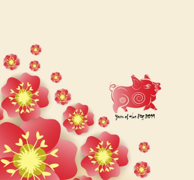 Çin yeni yılı 2019 arka plan Sakura Şubesi çiçeklenme