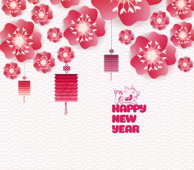 Çin yeni yılı 2019 arka plan Sakura Şubesi çiçeklenme