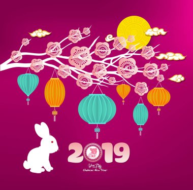 Çin yeni yılı Lantern Festivali arka plan. Domuz yılı