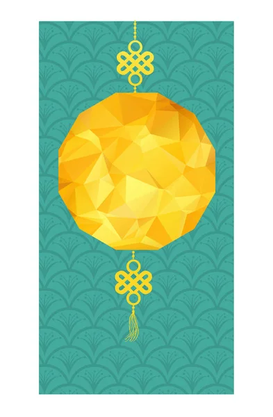 Chinese New Year Mid Autumn Festival Polygonal Lantern — Stock Vector