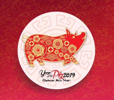 Oryantal Çince yeni yıl 2019 arka plan. Domuz yılı