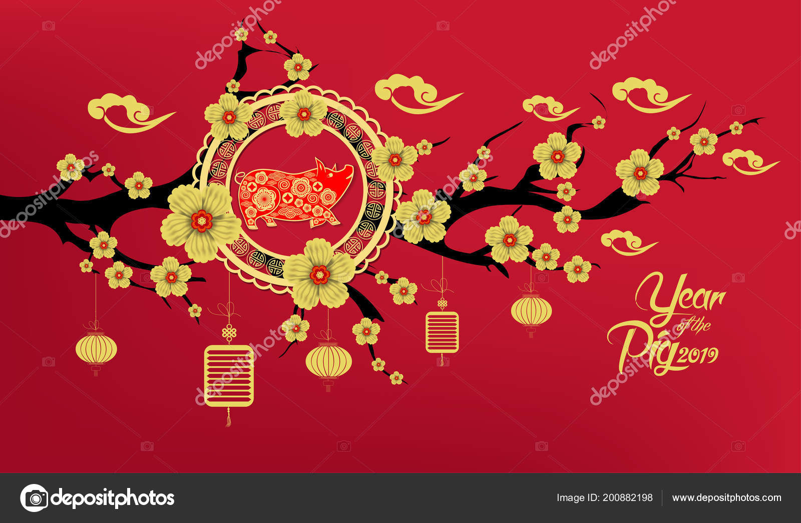 Happy Chinese New Year 19 Year Pig Paper Cut Style Vector Image By C Ngocdai86 Vector Stock Happy Chinese New Year 19 Year Pig Paper Cut Style Vector Image By C Ngocdai86 Vector Stock
