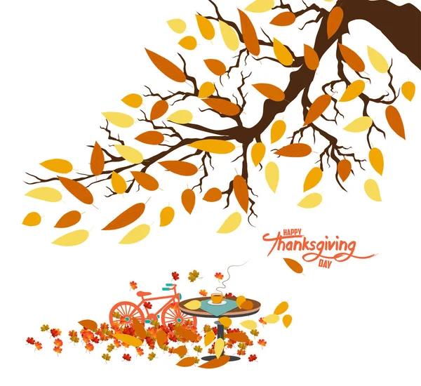 Hallo Herbst Herbstlandschaft Mit Herbstblättern Auf Den Ästen Der Bäume — Stockvektor