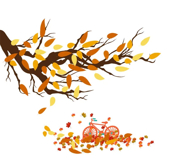 Hola Otoño Paisaje Otoñal Con Hojas Otoñales Sobre Las Ramas — Vector de stock