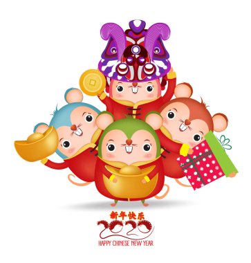 Mutlu Yıllar 2020. Yeni Yıl Çin altın , Külçe . Fare yılı. Çeviri Mutlu Yıllar 