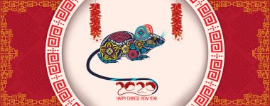 Mutlu Çin Yeni Yılı 2020. Fare yılı. Çeviri Çince yeni yıl. Çeviri Mutlu Yıllar