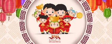 Mutlu Yıllar 2020. Aile ile Çin Yeni Yılı. Fare yılı. Çeviri Çince yeni yıl