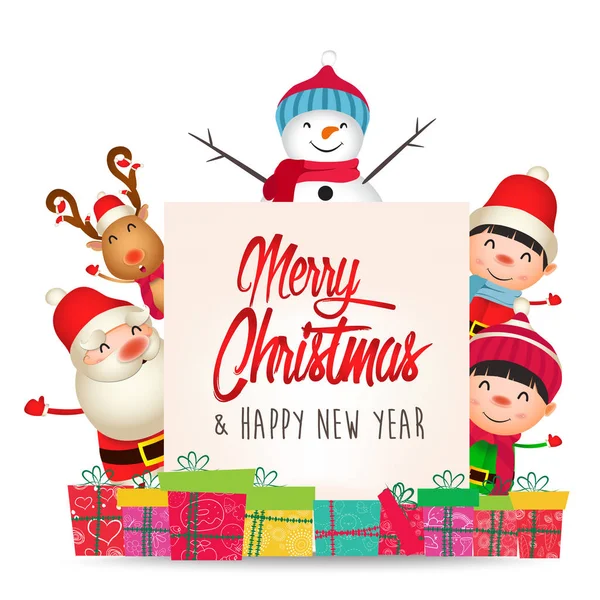 Merry Christmas Happy New Year Merry Christmas Santa Claus Gifts — Stock Vector