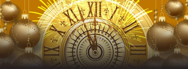 Новим Роком Новий Рік Світить Фон Золотим Годинником — стоковий вектор