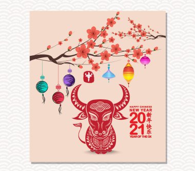 Çin yeni yılı 2021. Öküz Yılı (Çince çeviri: Mutlu Çin Yeni Yılı, Öküz Yılı)