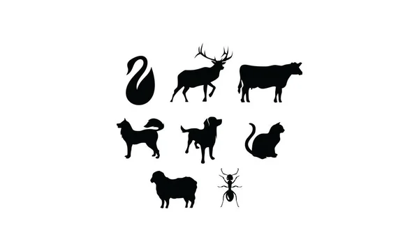 Animal Silhouette Logo Vecteur Icône — Image vectorielle