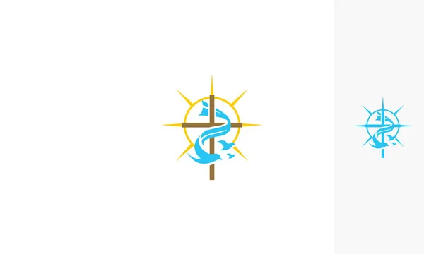 Çapraz Dini Logo Simgesi Vektör — Stok Vektör
