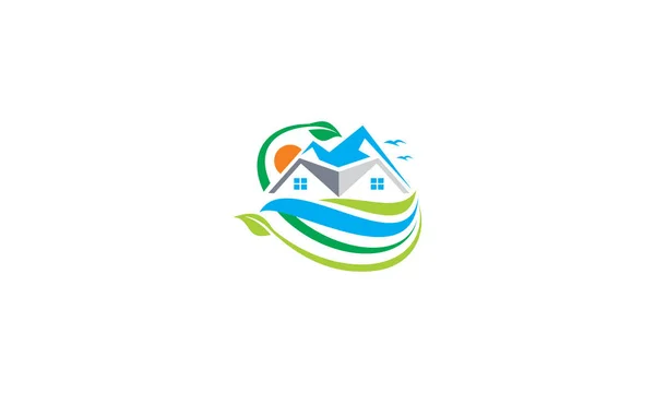 房屋建筑绿化标志矢量图标 免版税图库插图