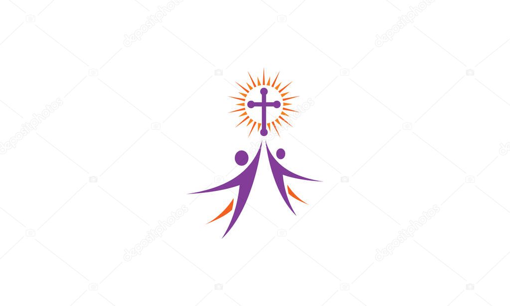 Cross religious logo icon vector