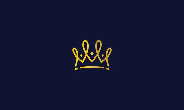 Crown Line Art Logo Ikon Vektor — Stock Vector