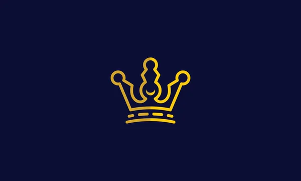 Crown Line Konst Logotyp Ikon Vektor — Stock vektor