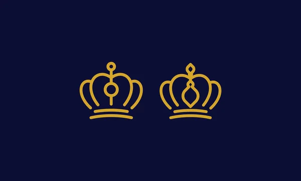 Crown Line Art Logo Icon Vector — Stock Vector