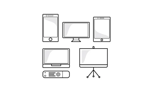 Gadget Icono Vector Línea Arte Logo — Vector de stock