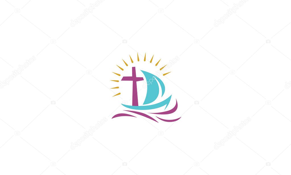 Cross church religious logo vector icon