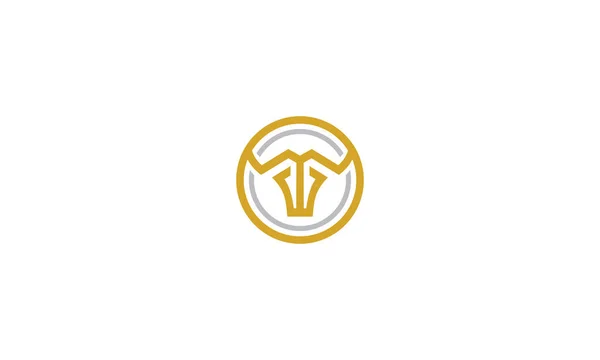Búfalo Linha Arte Logotipo Ícone Vetor —  Vetores de Stock