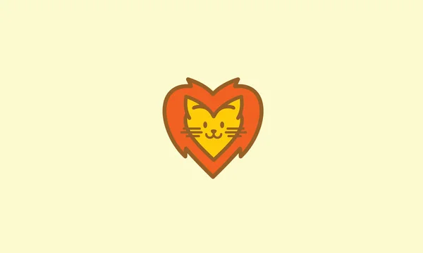 Amour Mignon Lion Logo Icône Vecteur — Image vectorielle