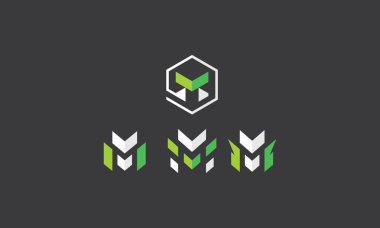 M initial geometry logo icon vector digital technology