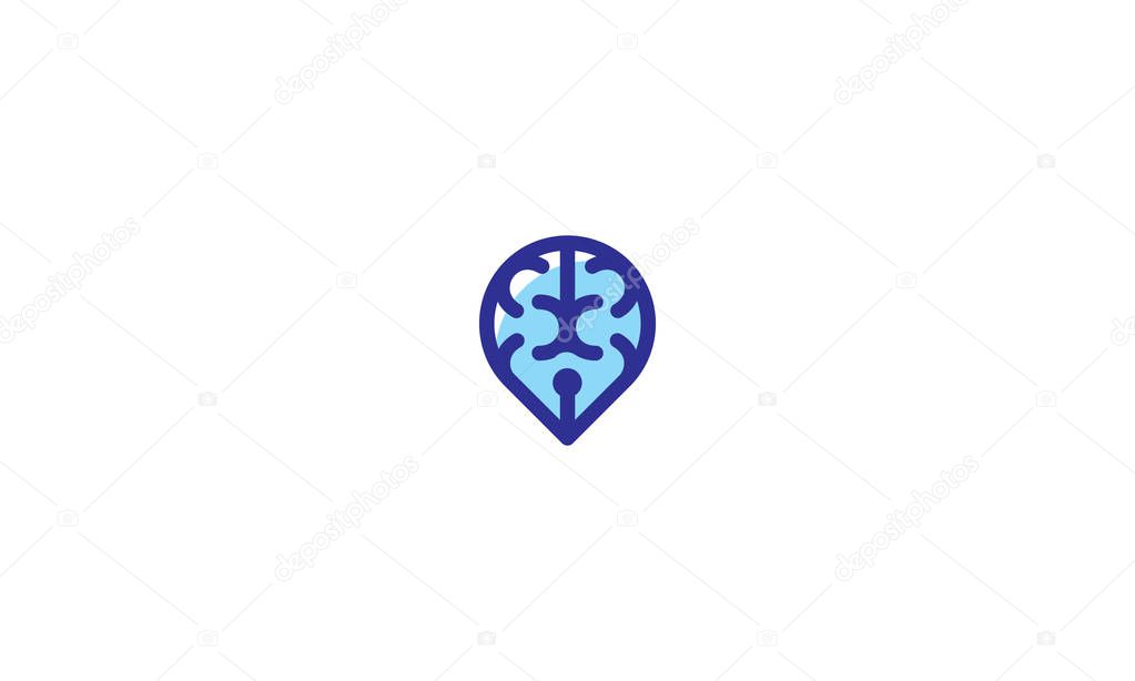 Brain pin logo icon vector