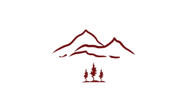 Mountain Tree Icon Logo Vector — Stock Vector