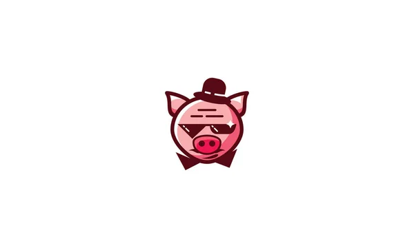 Detective Pig Logo Vector Icon — Stock Vector
