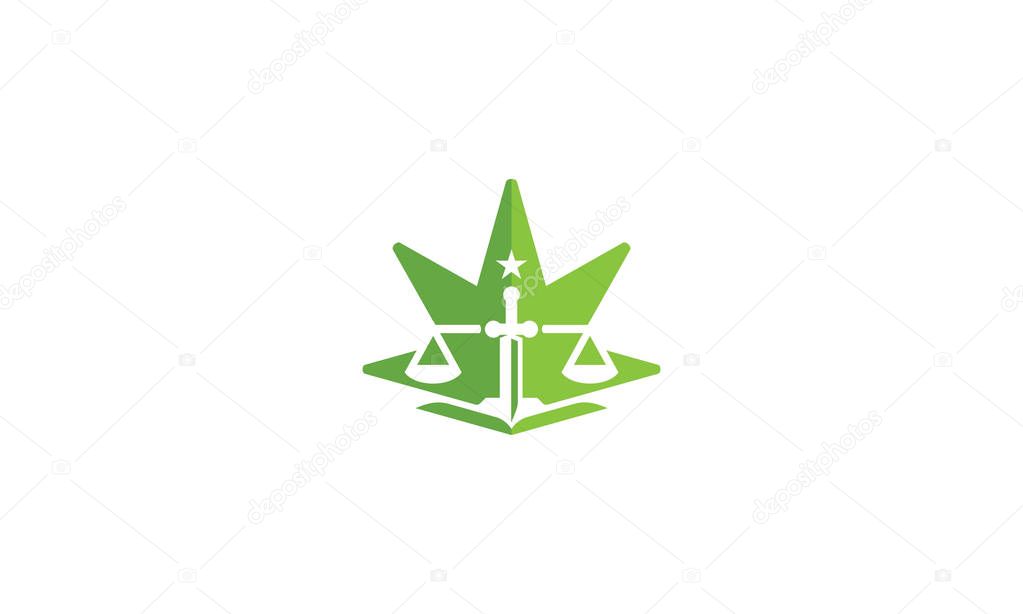 Cannabis law logo vector icon