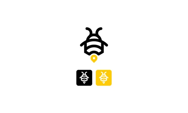 Bee Line Art Logo Icon Vector — Stock Vector