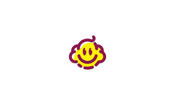 Happy Cloud Τεχνολογία Εικονίδιο Διανυσματικό Λογότυπο — Διανυσματικό Αρχείο
