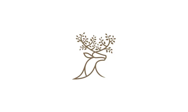 Ελάφι Δέντρο Φύλλο Λογότυπου Εικονίδιο Διάνυσμα — Διανυσματικό Αρχείο