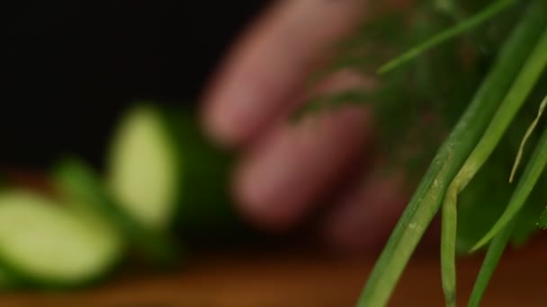 Komkommers Tomaten Kruiden Zomer Salade — Stockvideo