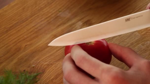 Pepinos Tomates Ervas Salada Verão — Vídeo de Stock