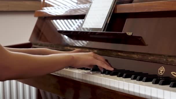 Bir Kadın Sscb Nin Sovyet Piyano Enstrümanını Çalıyor Görüntü Gün — Stok video
