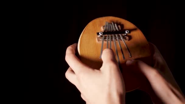 Close Van Een Oud Populair Afrikaans Rietgeplukt Muziekinstrument Een Lamellofoon — Stockvideo