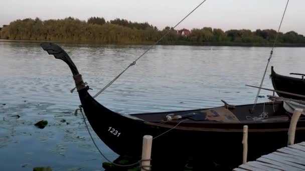 Vintage Viking drewniane łodzie — Wideo stockowe