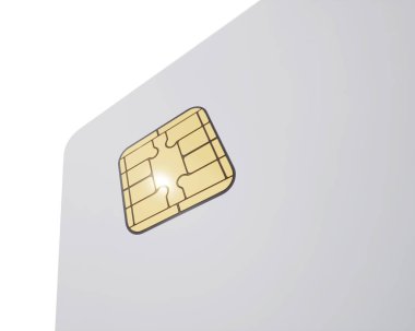 Kredi kartı closeup chip. 3D render. Beyaz arka plan üzerinde izole.