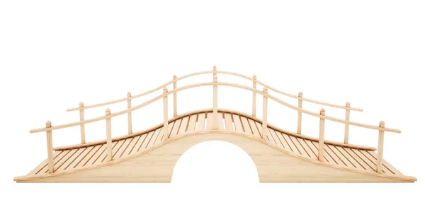 Wooden Bridge Isolated White Background Slide View Rendering Illustration — Stock Photo, Image