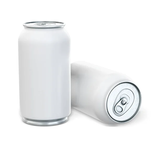 Scatole Alluminio Birra Soda Fondo Bianco Modello Tuo Design Rendering — Foto Stock