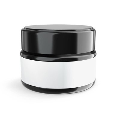 Bir whit üzerinde kapak ve etiket ile 3d render Gerçekçi kozmetik kavanoz