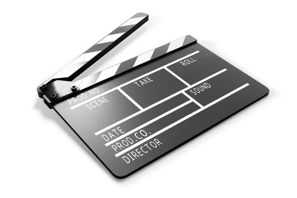 Clapperboard sur fond blanc gros plan. Rendu 3d . — Photo