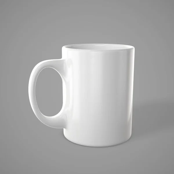 Caneca branca brilhante. Copo de chá vazio para o seu projeto. Renderização 3d . — Fotografia de Stock