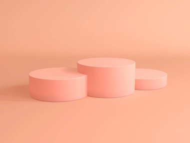 Pembe Pastel Ürün Standı. 3D görüntüleme. Boş ürün standı.