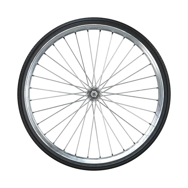 Ruota per bicicletta isolata su sfondo bianco. Vista laterale. rendering 3d Immagine Stock