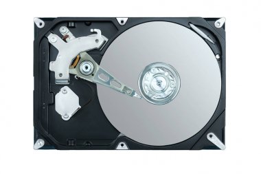 Beyaz backgroung üzerinde sabit diski açın, Sabit sürücüyü içeride izole edin, 