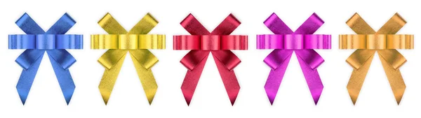 Color Full Christmas Bow Ribbon Page Decor White Background Clipping — Stock Photo, Image